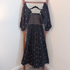 Free People Dahlia Embroidered Maxi Dress Size Small